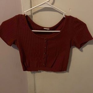 dark red garage cropped shirt. size small